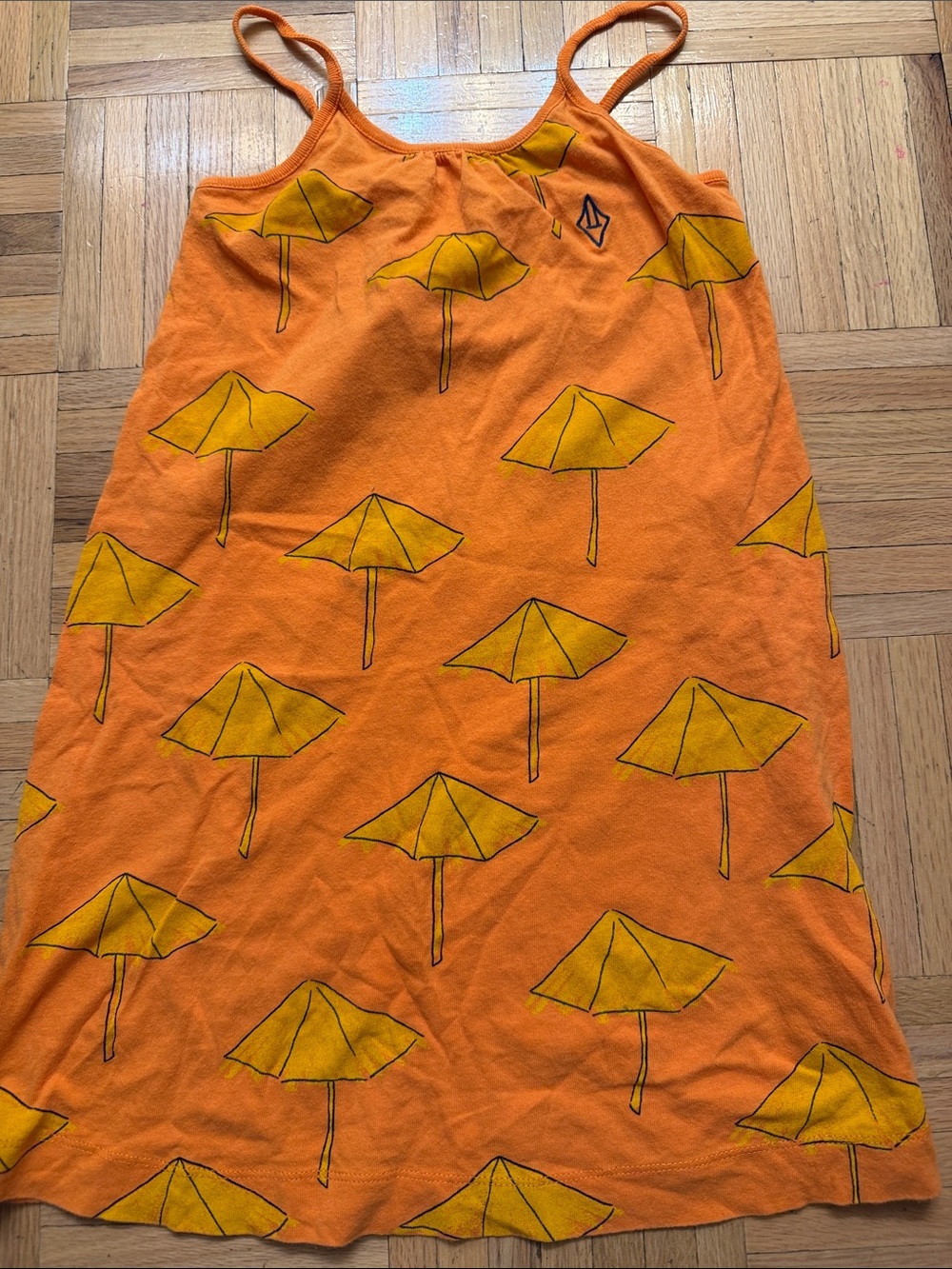 The animal observatory Orange Tank Dress with Yellow Umbrella Print